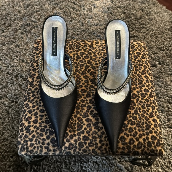 Constanca Basto Blk Satin Mules Size 39, Lightly worn, protective bag, orig box. - Picture 5 of 7